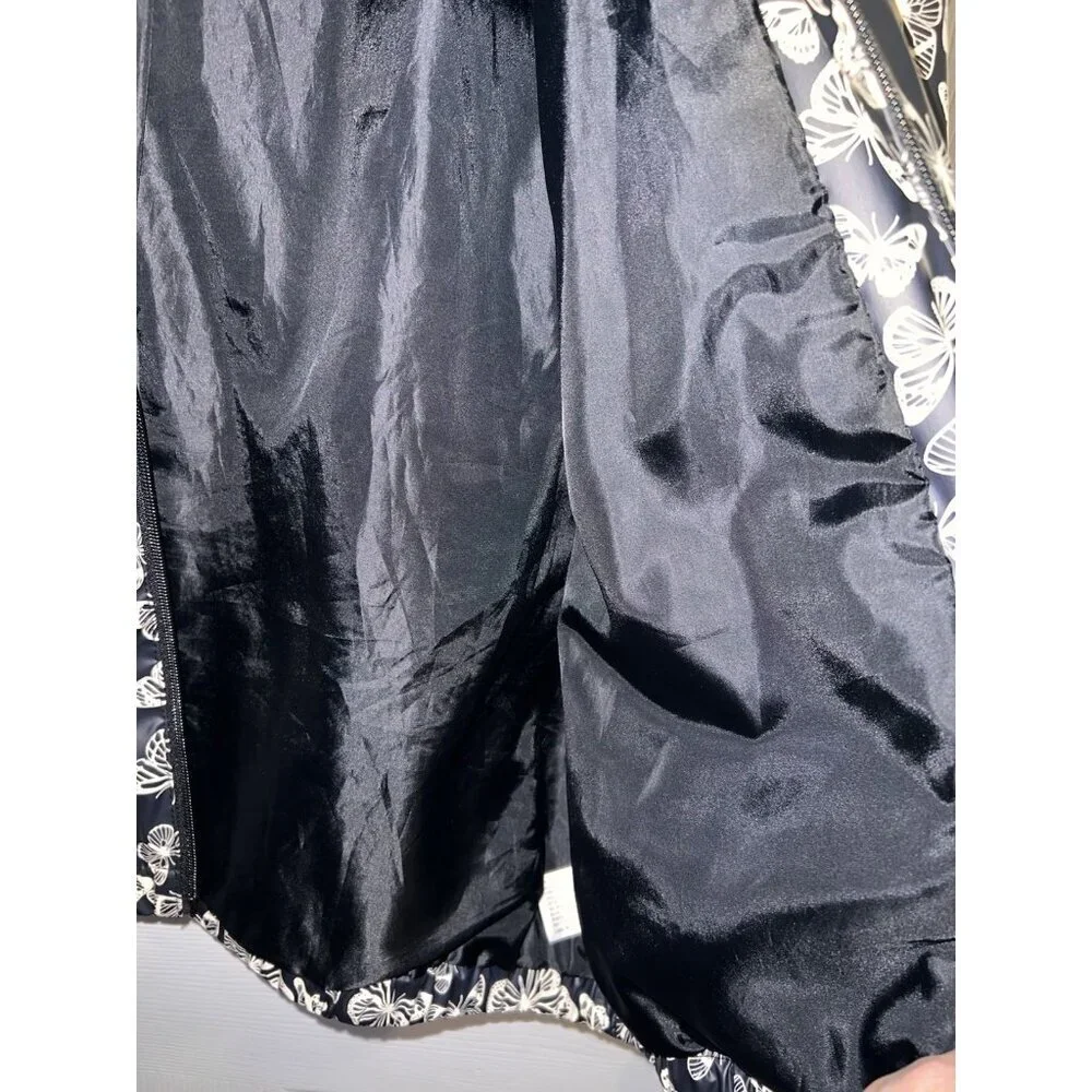 ART CLASS Black Hooded Butterflies Print Rain Jacket Sz 18 Girls Full Zip
